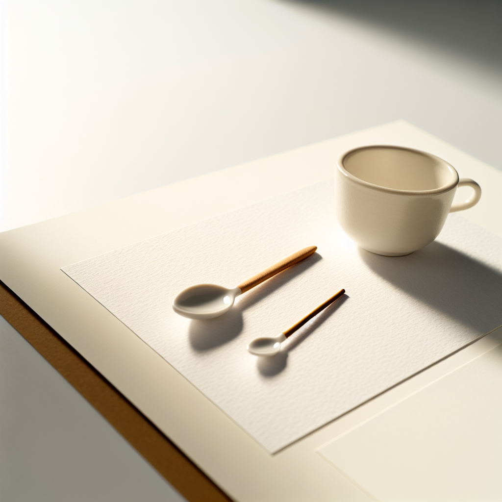 Everyday household objects arranged on neutral surface